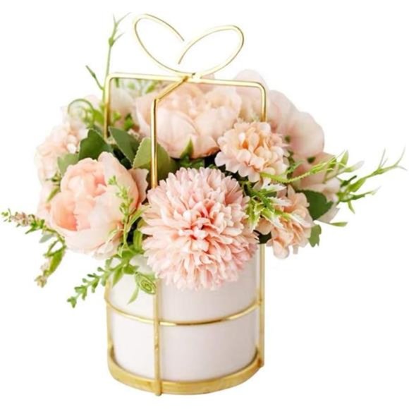 Artificial Flowers Fake Peony Silk Hydrangea Flower with Vase Flower Décor - Picture 1 of 6